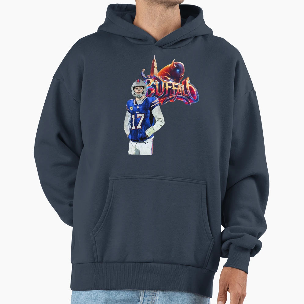Buffalo Bills 17 City Skyline And Hoodie - Trendy Graphic for Adults - T-Shirt, Sweatshirt, Hoodie