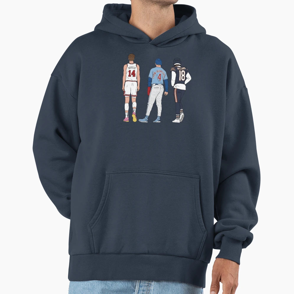 Chicago Big 3 Hoodie - Novelty Apparel for Adults - T-Shirt, Sweatshirt, Hoodie
