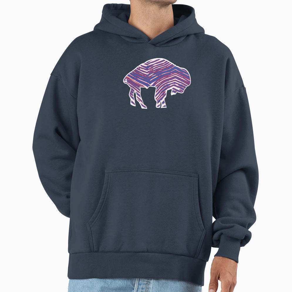 Zebra Stripe Buffalo Hoodie - Minimalist Print Men Women - T-Shirt, Sweatshirt, Hoodie