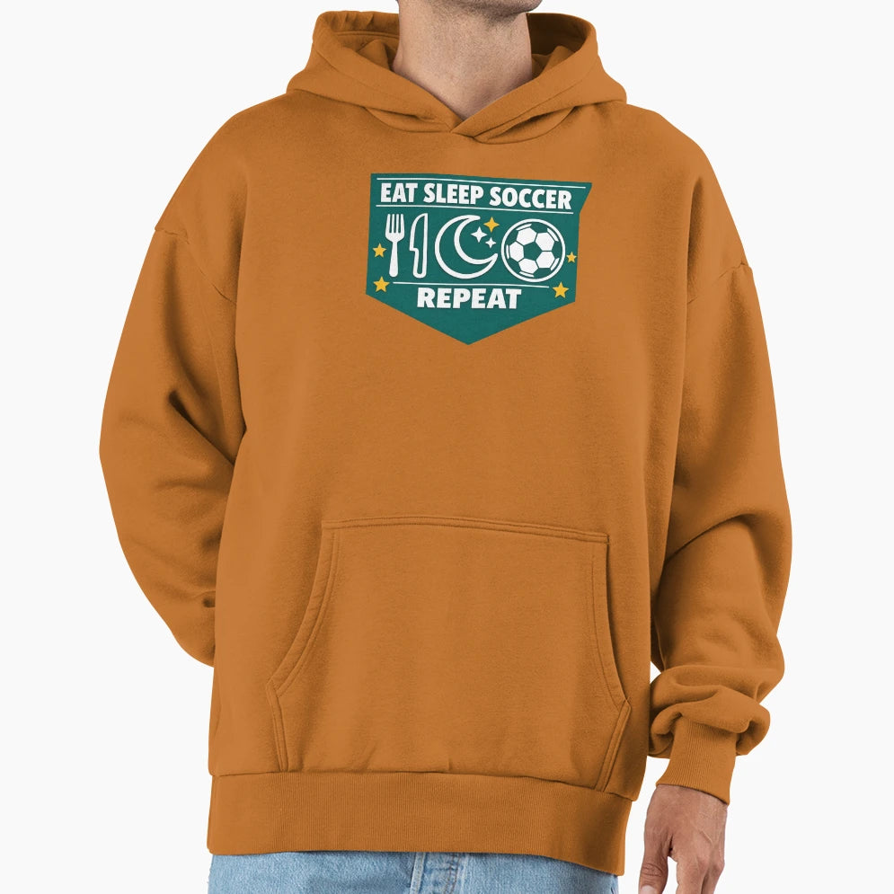 Eat Sleep Soccer Repeat Bold Fan Gift Hoodie - Custom Art Print Unisex - T-Shirt, Sweatshirt, Hoodie