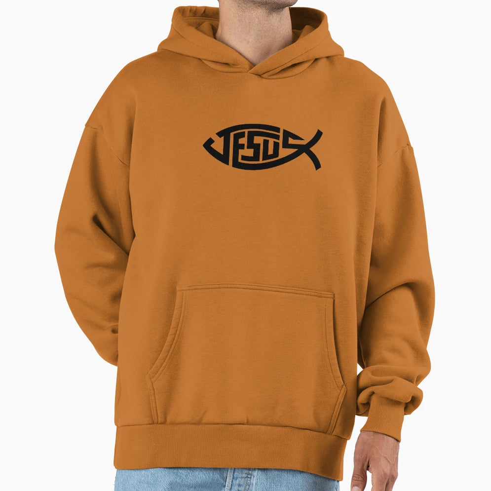 Jesus Fish Ichthys Symbol Hoodie - Unique Graphic Men Women - T-Shirt, Sweatshirt, Hoodie