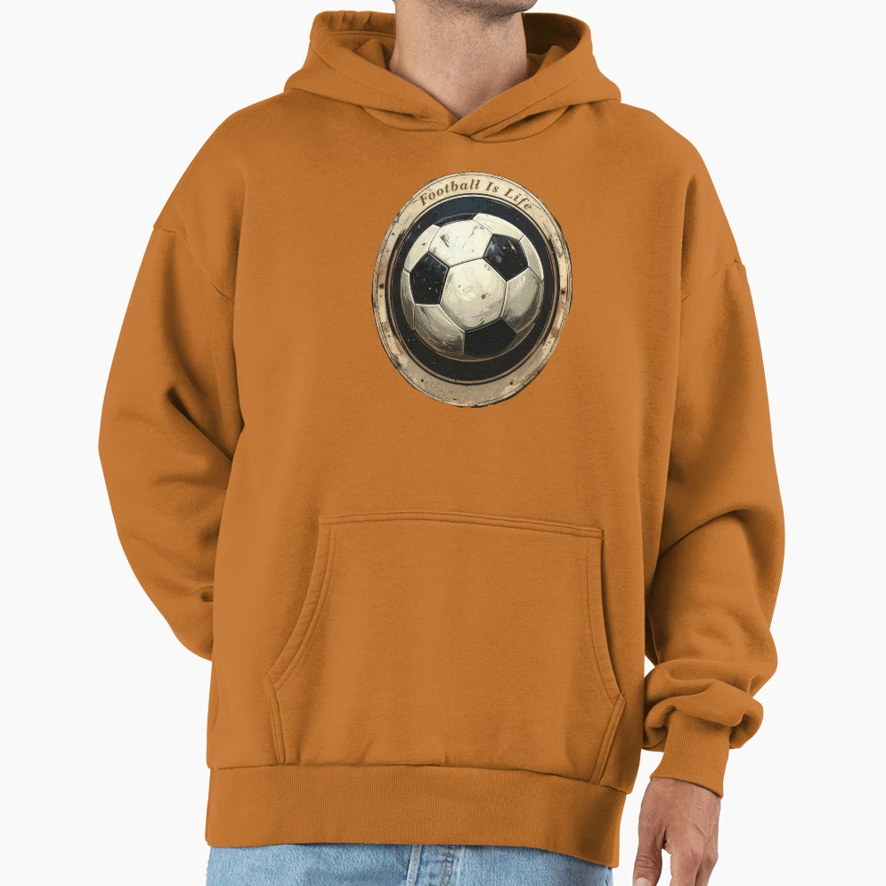 Football Is Life Soccer Ball Emblem Hoodie - Custom Art Print for Adults - T-Shirt, Sweatshirt, Hoodie