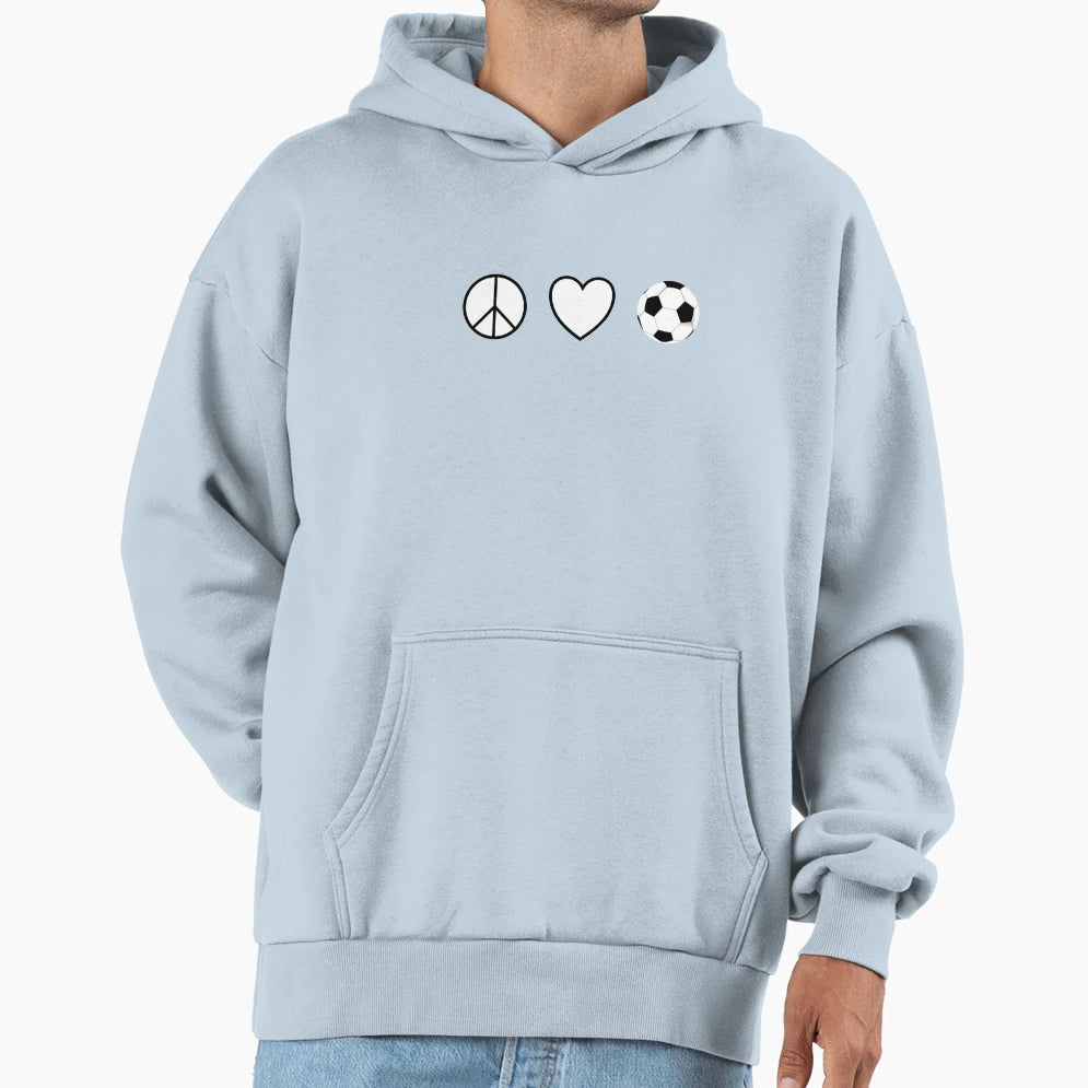 Peace Love And Football Peace Love Hoodie - Casual Everyday Wear Unisex - T-Shirt, Sweatshirt, Hoodie