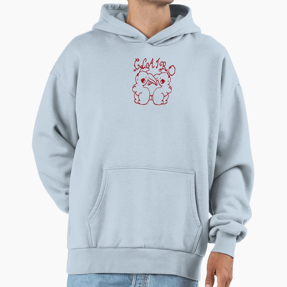 Clairo Charm Twin Bunnies Cartoon Hoodie - Fun Novelty Design Men Women - T-Shirt, Sweatshirt, Hoodie