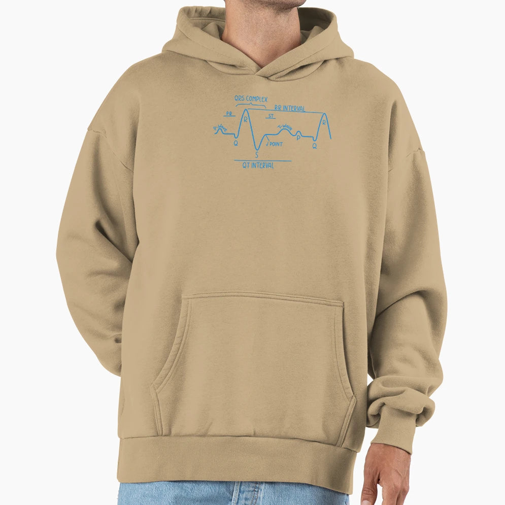 Hand Drawn Normal Electrocardiogram Hoodie - Minimalist Print for Adults - T-Shirt, Sweatshirt, Hoodie