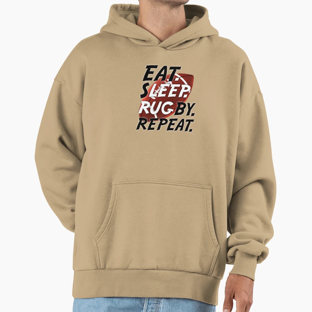 Eat Sleep Rugby Repeat 5 Hoodie - Minimalist Print Men Women - T-Shirt, Sweatshirt, Hoodie