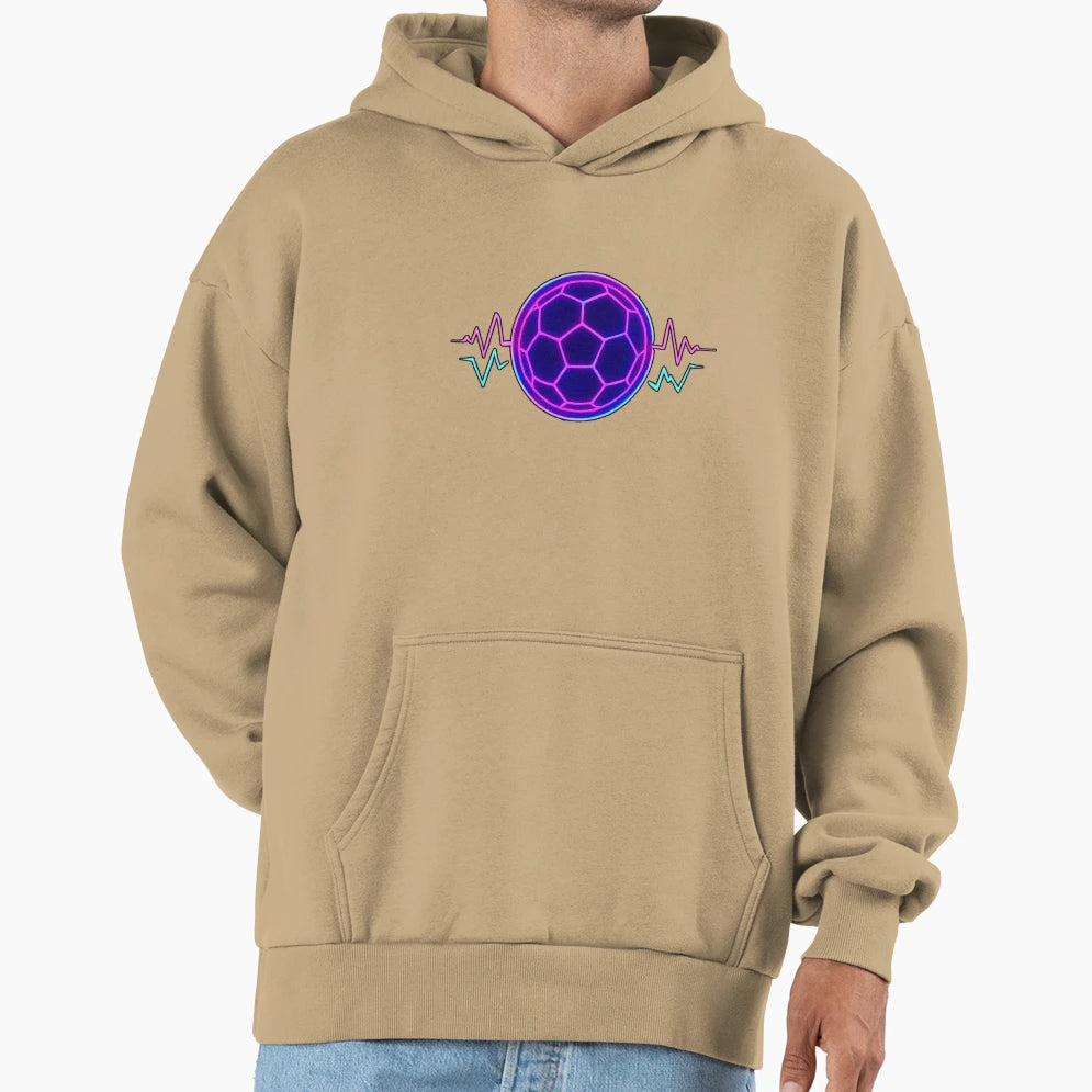 Neon Football Heartbeat Soccer Lover Hoodie - Aesthetic Graphic for Adults - T-Shirt, Sweatshirt, Hoodie