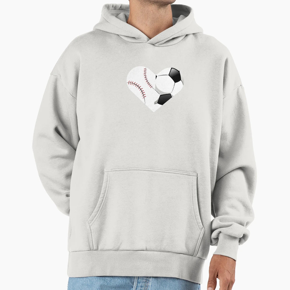 Soccer Baseball Heart Sports Baseball Hoodie - Fun Novelty Design Unisex - T-Shirt, Sweatshirt, Hoodie