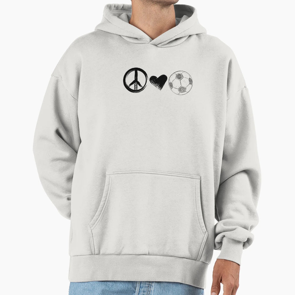 Peace Love Soccer Hoodie - Graphic Print Men Women - T-Shirt, Sweatshirt, Hoodie