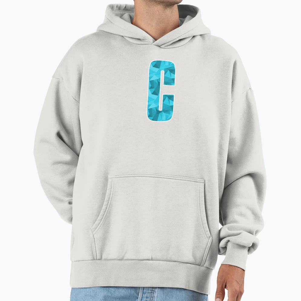 Letter C Monogram Letter Art Cyan Blue Hoodie - Trendy Graphic Men Women - T-Shirt, Sweatshirt, Hoodie