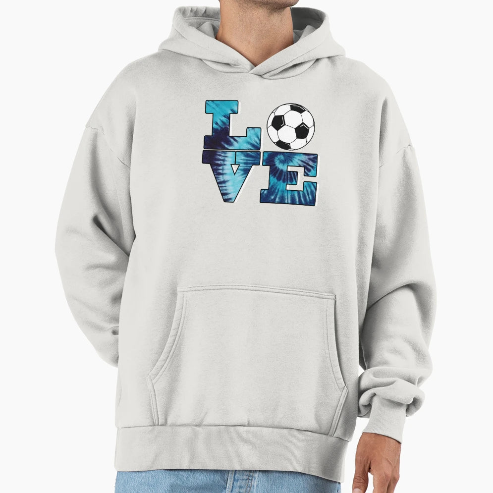 Blue Burst Soccer Love Tie Dye Hoodie - Fun Novelty Design for Adults - T-Shirt, Sweatshirt, Hoodie