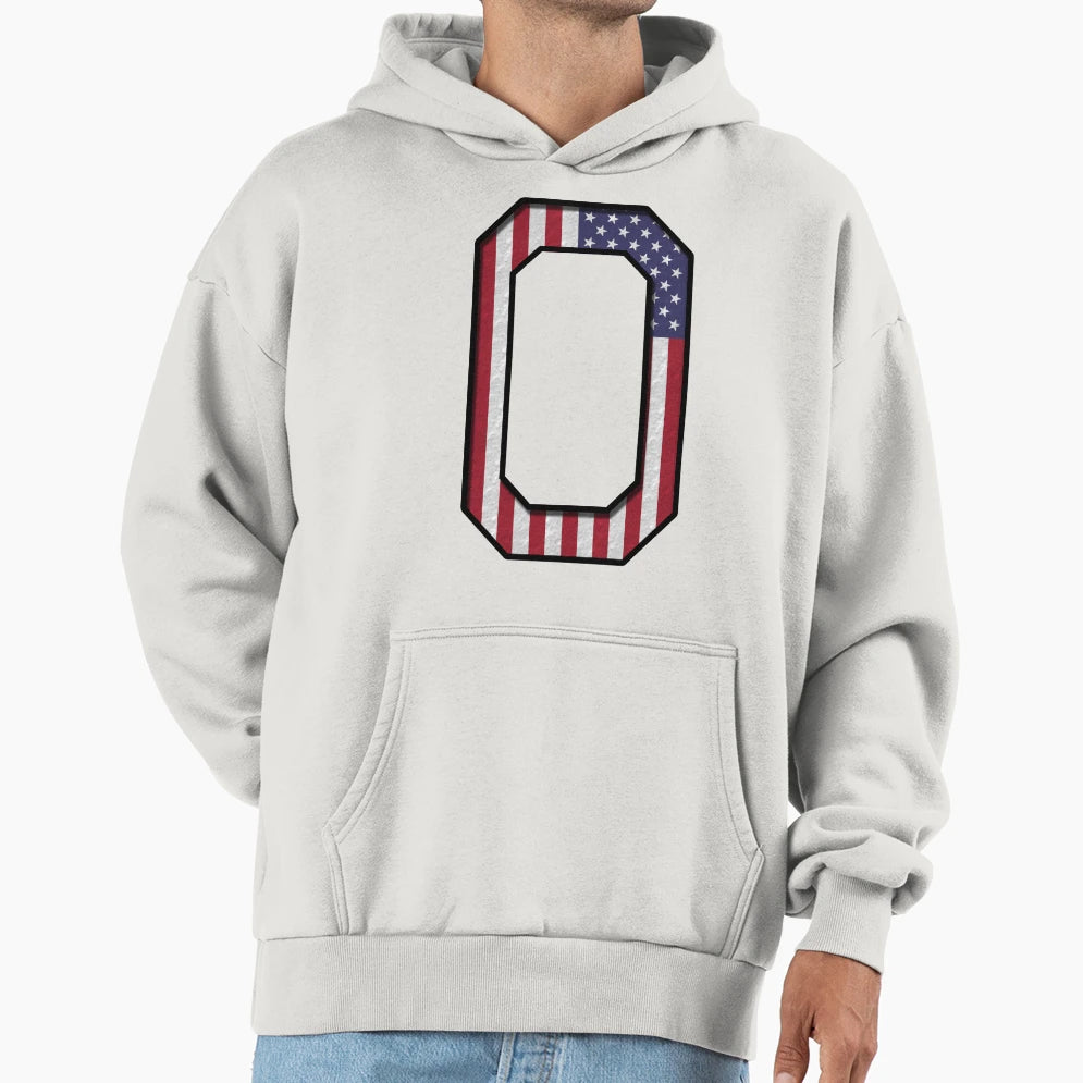 0 Usa Number Sports 3D Drop Shadow Hoodie - Unique Graphic Unisex - T-Shirt, Sweatshirt, Hoodie