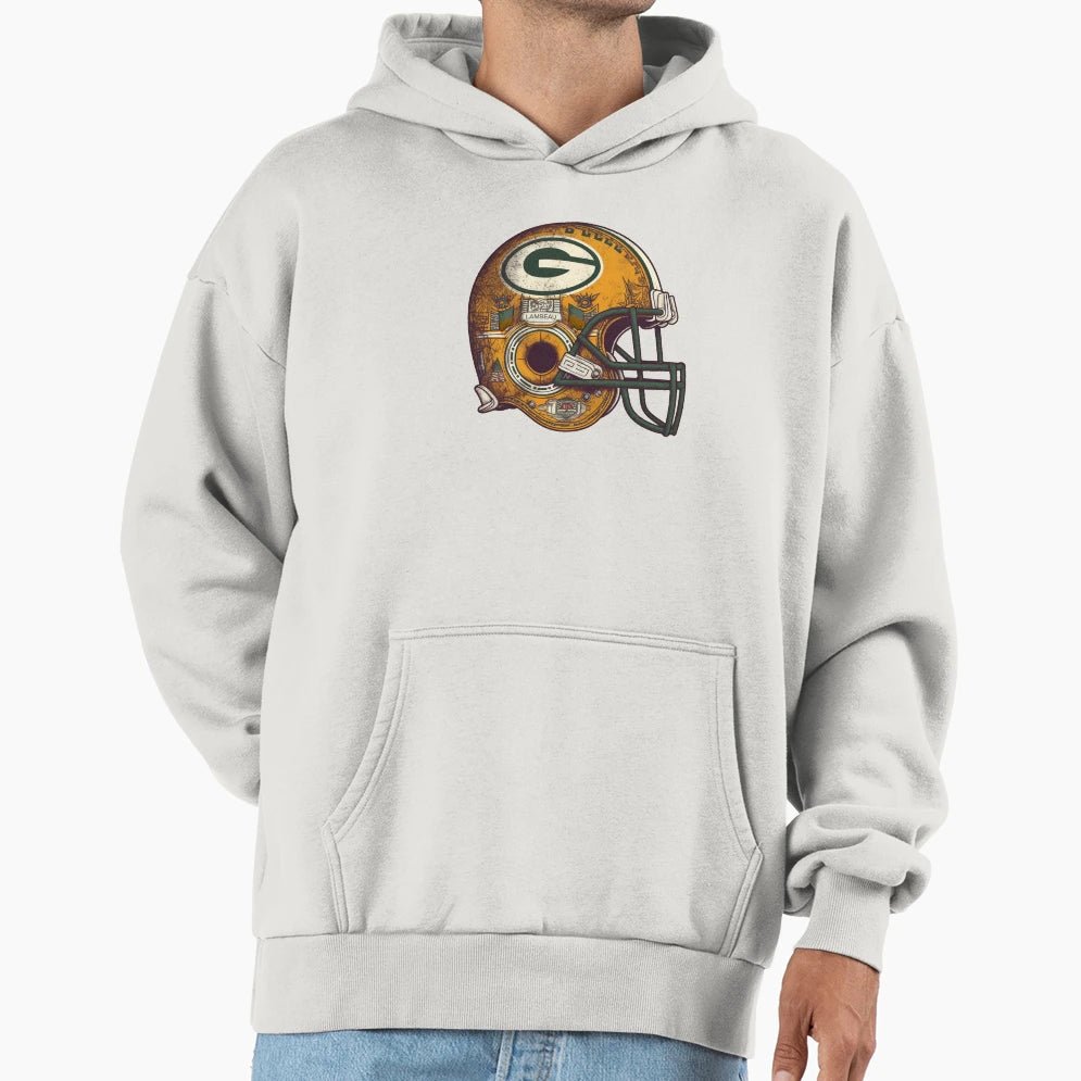 Green Bay Football Helmet Hoodie - Novelty Apparel Men Women - T-Shirt, Sweatshirt, Hoodie