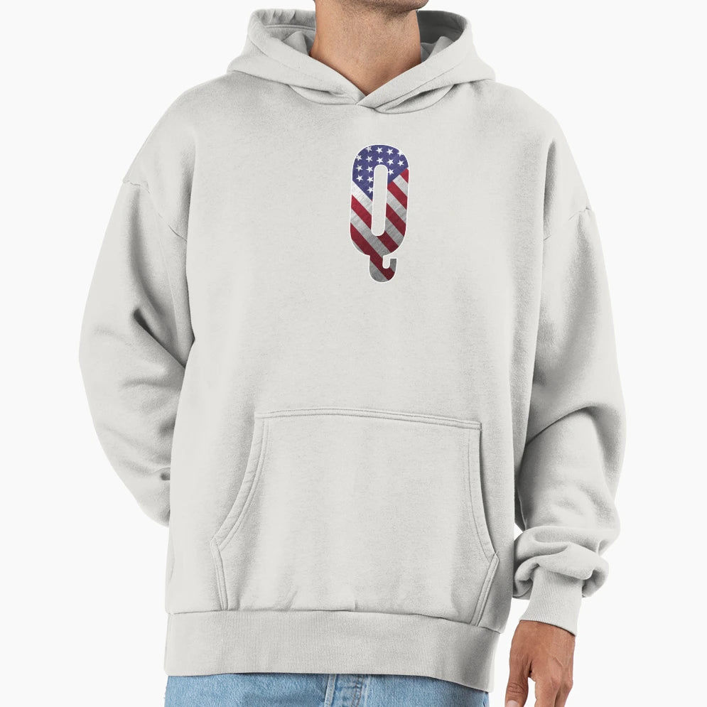 Letter Q Patriotic Art American Flag Hoodie - Unique Graphic Men Women - T-Shirt, Sweatshirt, Hoodie