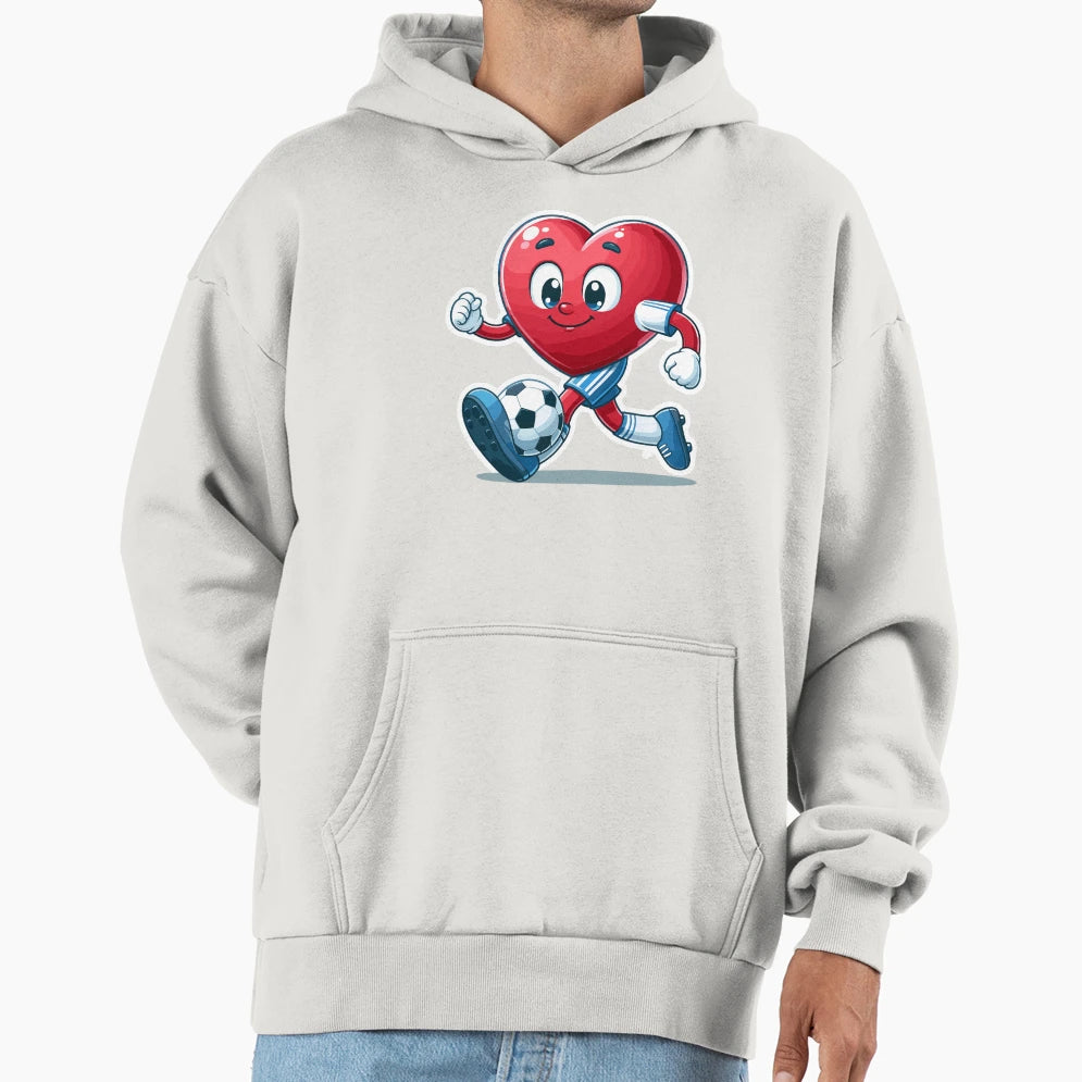 Heart Playing Soccer Funny Valentines Hoodie - Aesthetic Graphic Men Women - T-Shirt, Sweatshirt, Hoodie