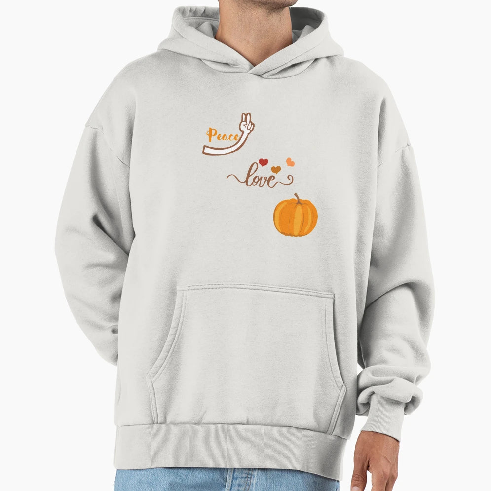 Peace Love Pumpkin Hoodie - Casual Everyday Wear for Adults - T-Shirt, Sweatshirt, Hoodie