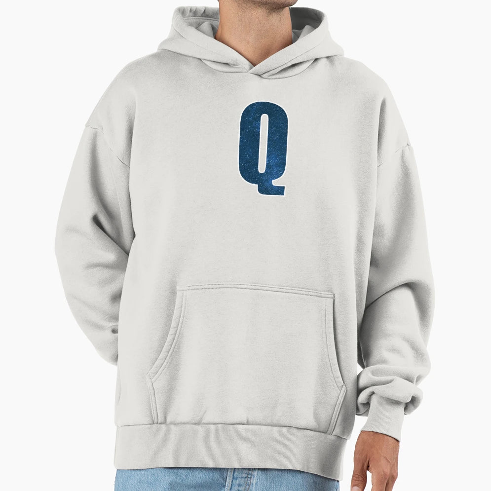 Letter Q Stars Sky Monogram Art Hoodie - Trendy Graphic Unisex - T-Shirt, Sweatshirt, Hoodie