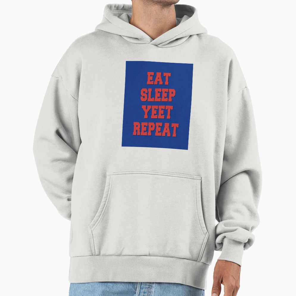 Eat Sleep Yeet Repeat Blue And Red Hoodie - Graphic Print Unisex - T-Shirt, Sweatshirt, Hoodie