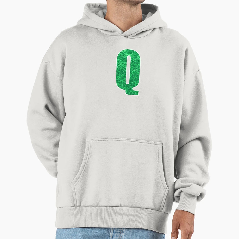 Letter Q Green Water Wave Ocean Art Hoodie - Trendy Graphic Unisex - T-Shirt, Sweatshirt, Hoodie