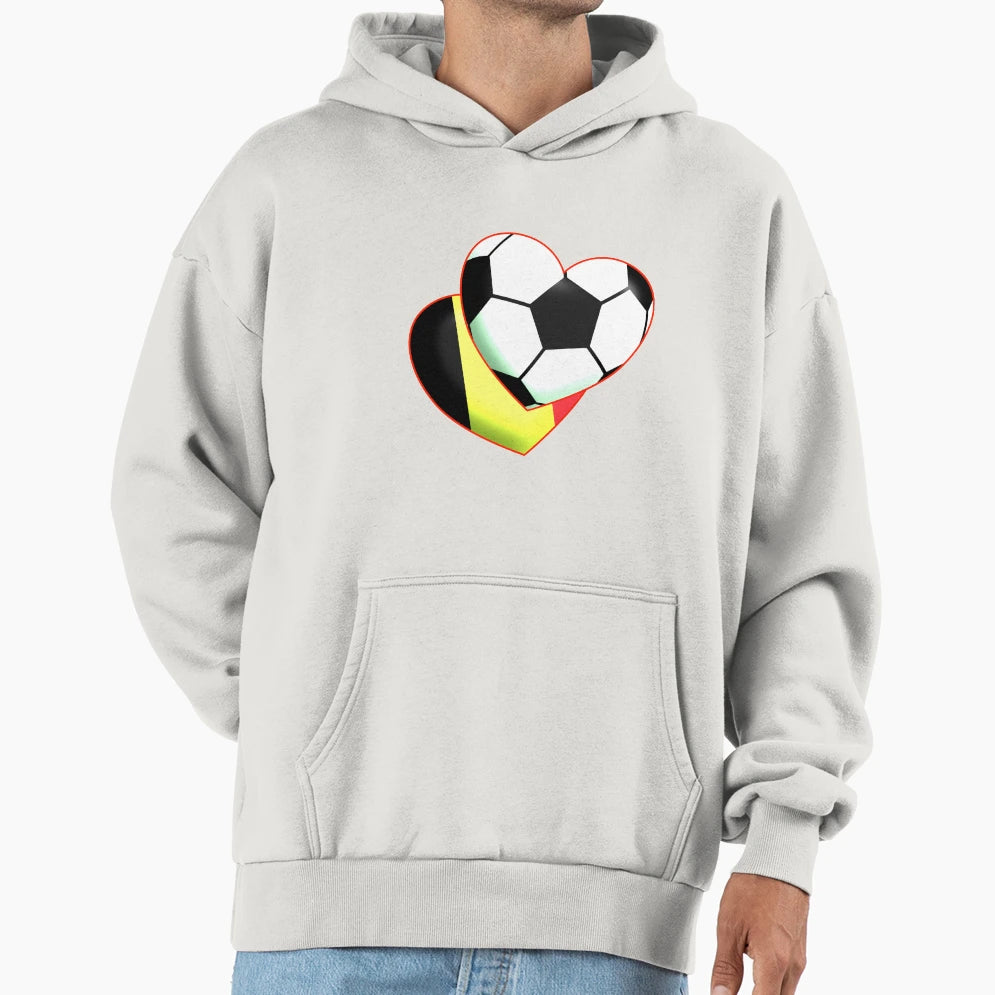 Football Heart Belgium Hoodie - Streetwear Style Unisex - T-Shirt, Sweatshirt, Hoodie