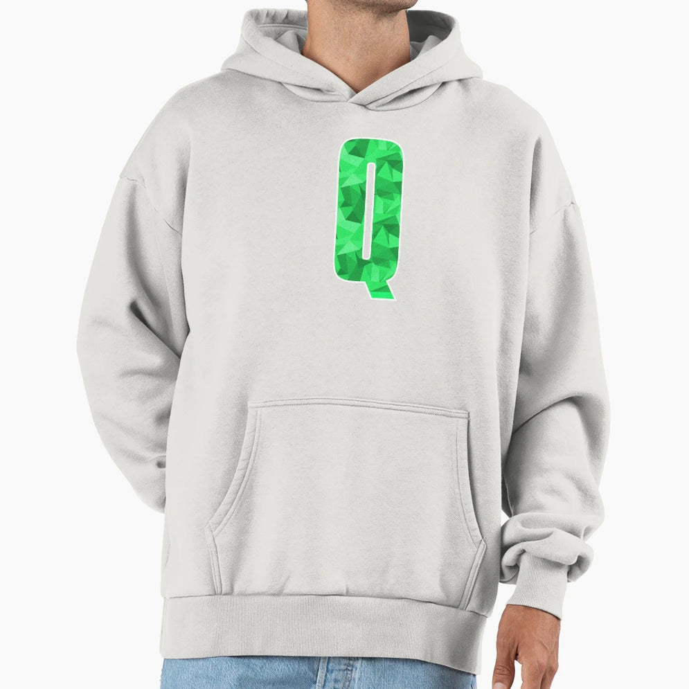 Letter Q Monogram Letter Art Green Hoodie - Fun Novelty Design Unisex - T-Shirt, Sweatshirt, Hoodie
