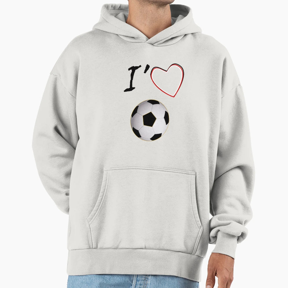 I Love Football Hoodie - Minimalist Print for Adults - T-Shirt, Sweatshirt, Hoodie
