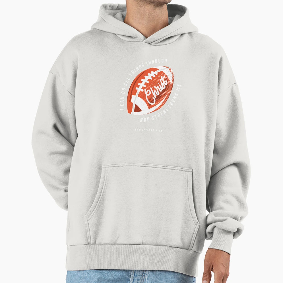 Christian Football Religious Hoodie - Minimalist Print for Adults - T-Shirt, Sweatshirt, Hoodie