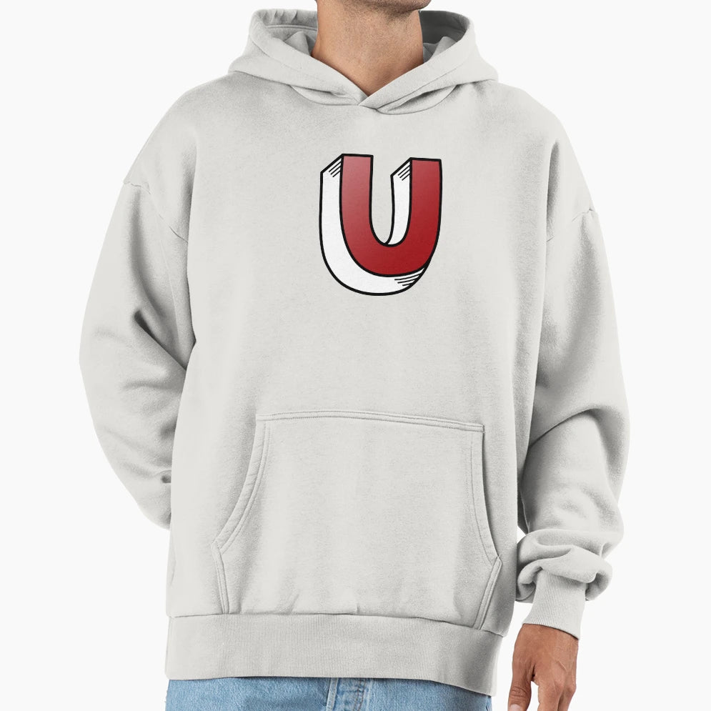 Letter U Hoodie - Minimalist Print for Adults - T-Shirt, Sweatshirt, Hoodie