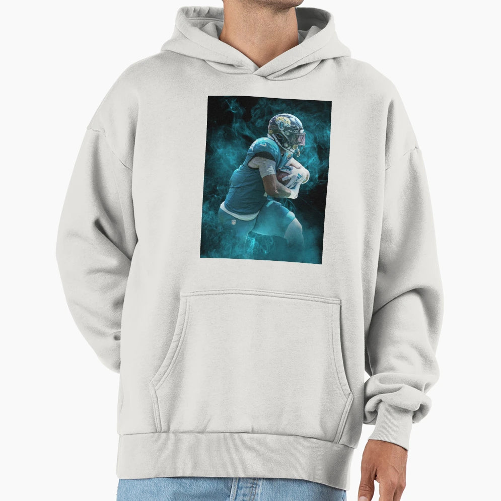 Travis Etienne Jacksonville Sports Art Hoodie - Graphic Print Unisex - T-Shirt, Sweatshirt, Hoodie