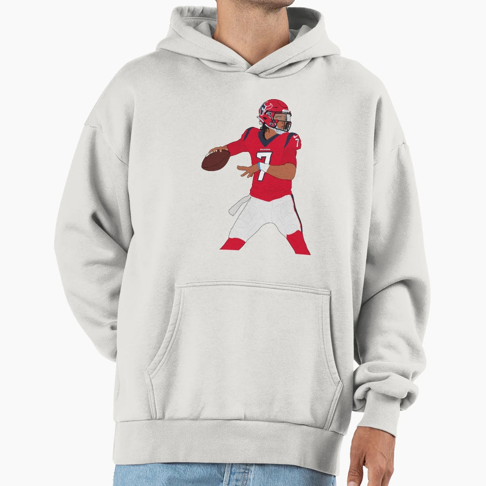 Cj Stroud Texans Red Hoodie - Custom Art Print Unisex - T-Shirt, Sweatshirt, Hoodie