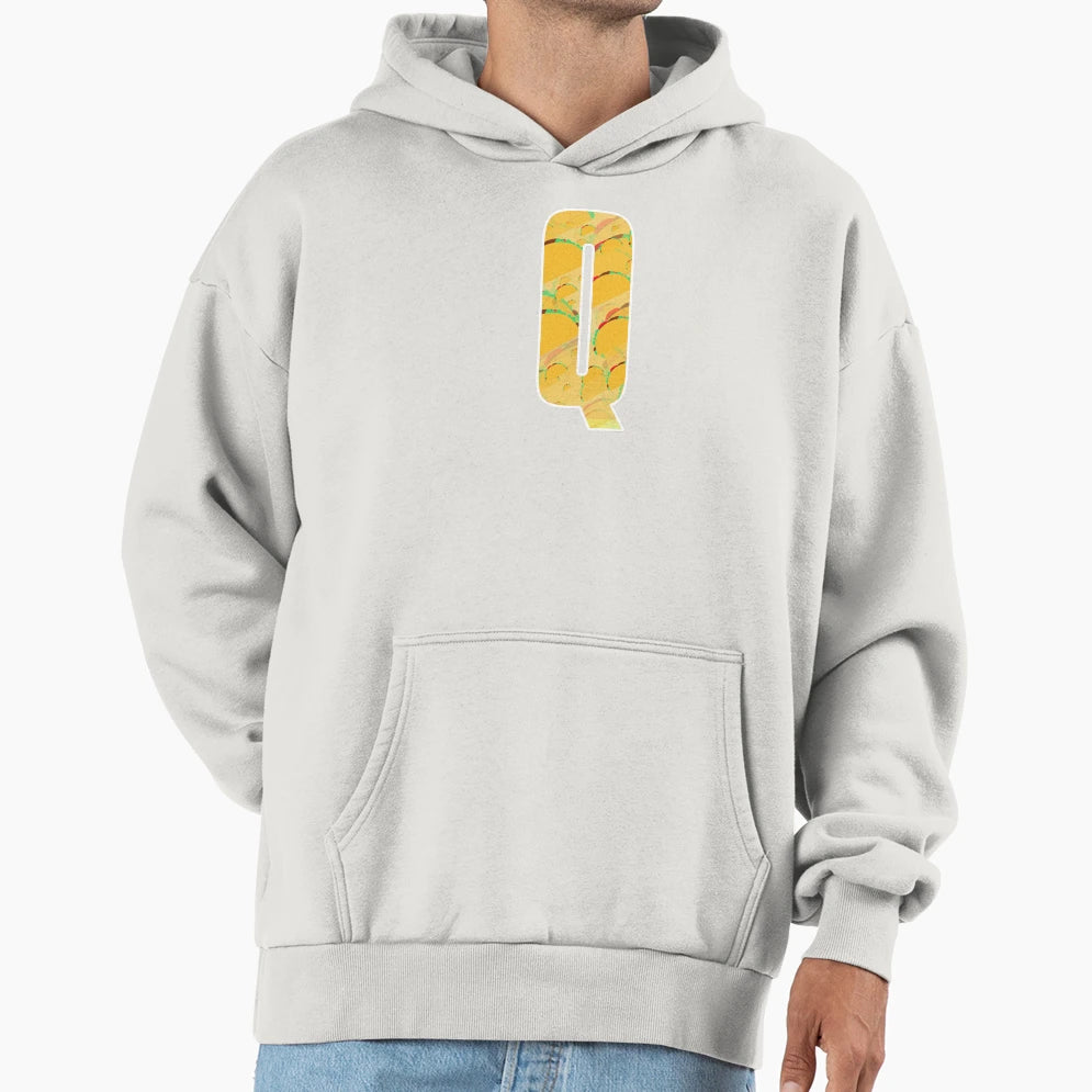 Letter Q Awesome Taco Pattern Hoodie - Fun Novelty Design Men Women - T-Shirt, Sweatshirt, Hoodie