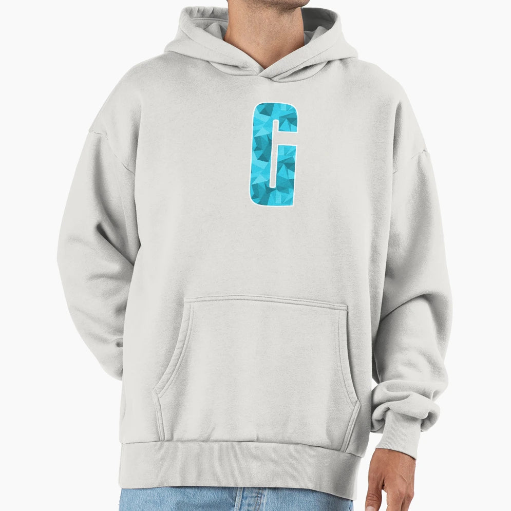 Letter G Monogram Letter Art Cyan Blue Hoodie - Novelty Apparel for Adults - T-Shirt, Sweatshirt, Hoodie