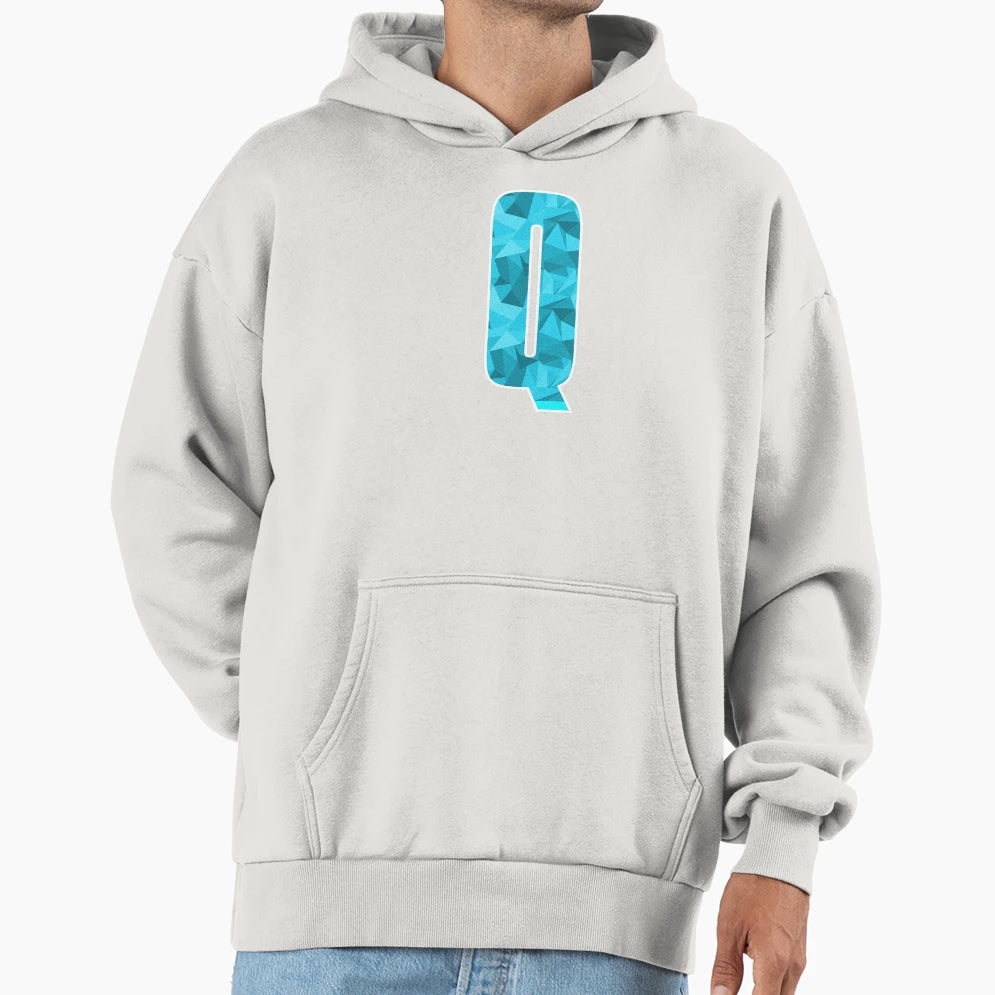 Letter Q Monogram Letter Art Cyan Hoodie - Casual Everyday Wear for Adults - T-Shirt, Sweatshirt, Hoodie