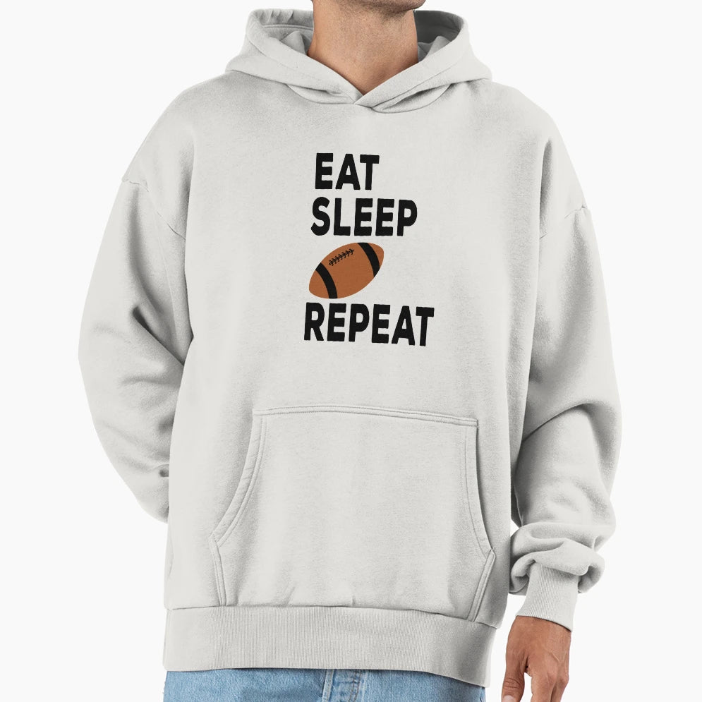 Eat Sleep Football Repeat Hoodie - Graphic Print for Adults - T-Shirt, Sweatshirt, Hoodie