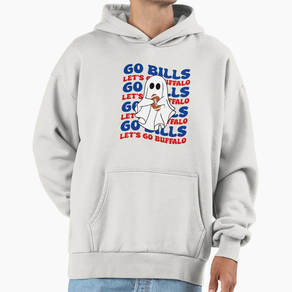 Go Bills Ghost Hoodie - Aesthetic Graphic Men Women - T-Shirt, Sweatshirt, Hoodie