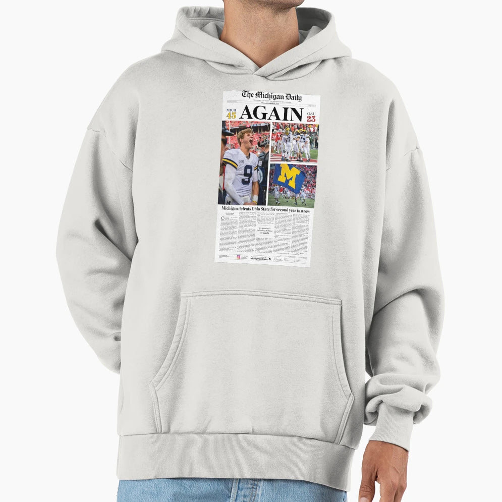 11 30 Michigan Daily Front Cover Hoodie - Aesthetic Graphic Unisex - T-Shirt, Sweatshirt, Hoodie
