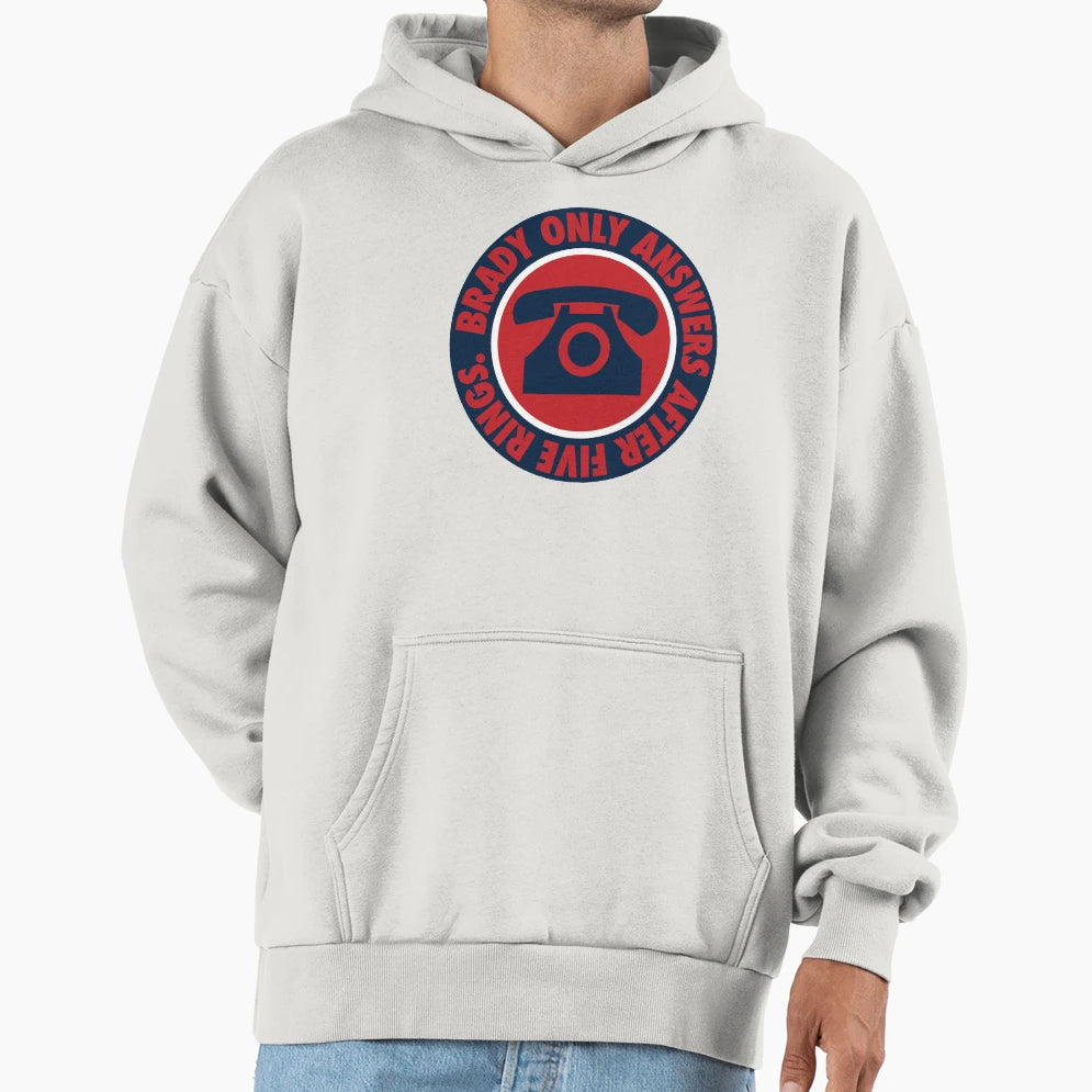 Brady Only Answers After Five Rings Hoodie - Trendy Graphic for Adults - T-Shirt, Sweatshirt, Hoodie