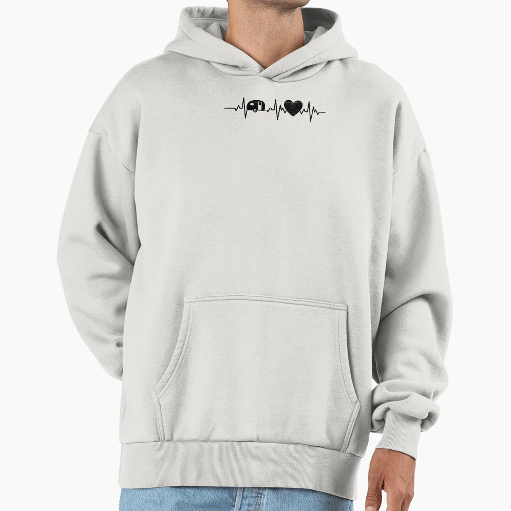 Camping Heartbeat Nature Outdoor Hoodie - Aesthetic Graphic for Adults - T-Shirt, Sweatshirt, Hoodie
