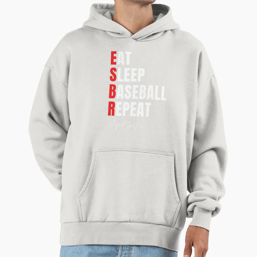 Eat Sleep Baseball Repeat Hoodie - Aesthetic Graphic Unisex - T-Shirt, Sweatshirt, Hoodie