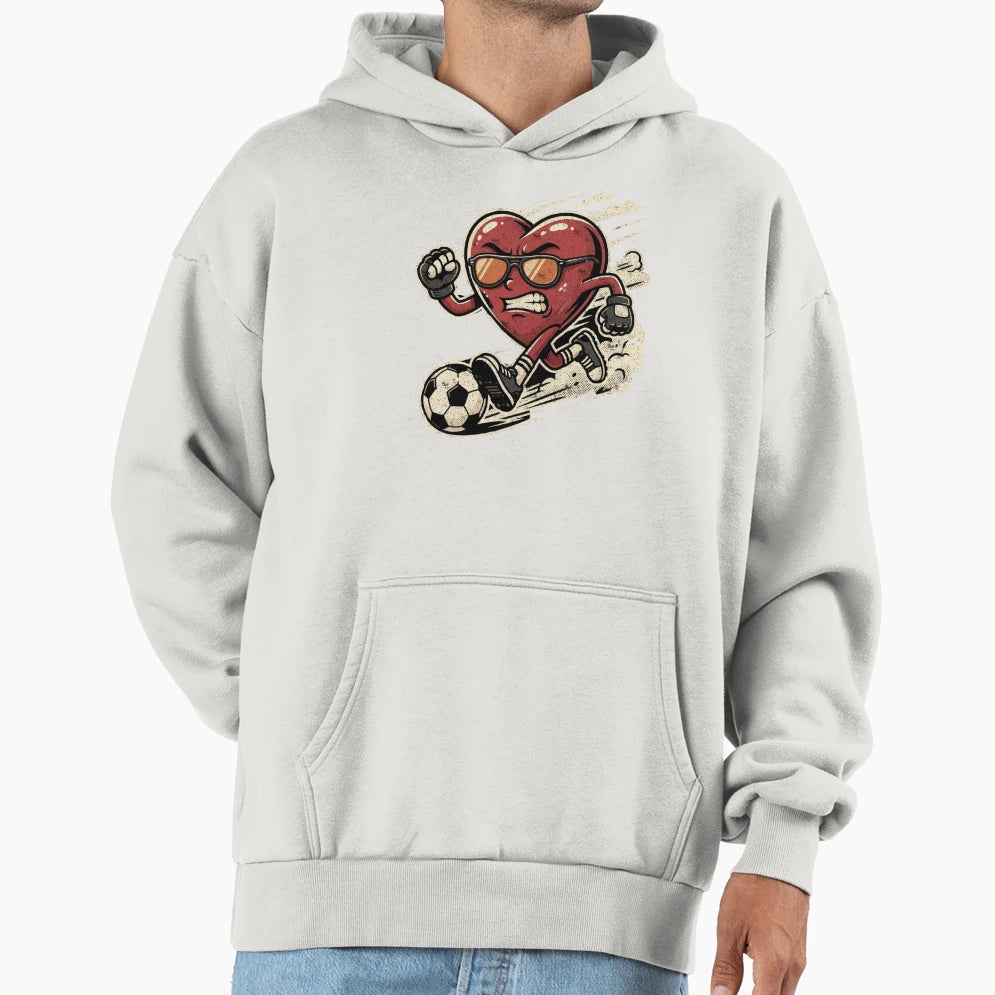 Soccer Heart Valentine Running Ball Hoodie - Aesthetic Graphic Men Women - T-Shirt, Sweatshirt, Hoodie