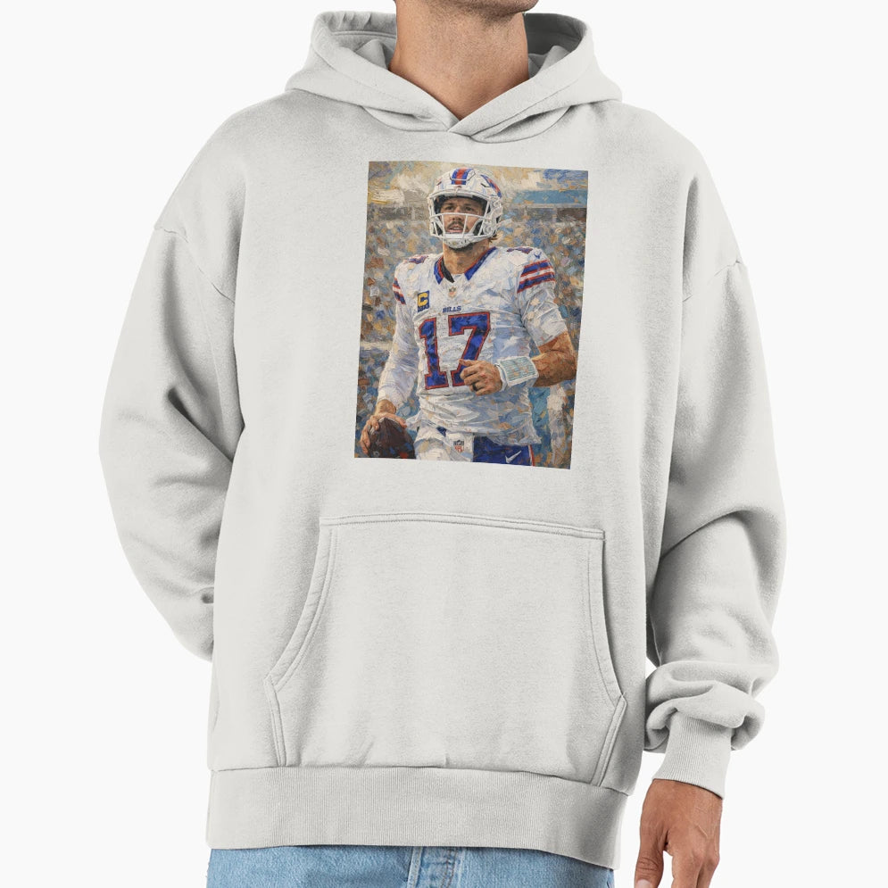 Impressionist Buffalo Football Quarterback Hoodie - Graphic Print Unisex - T-Shirt, Sweatshirt, Hoodie