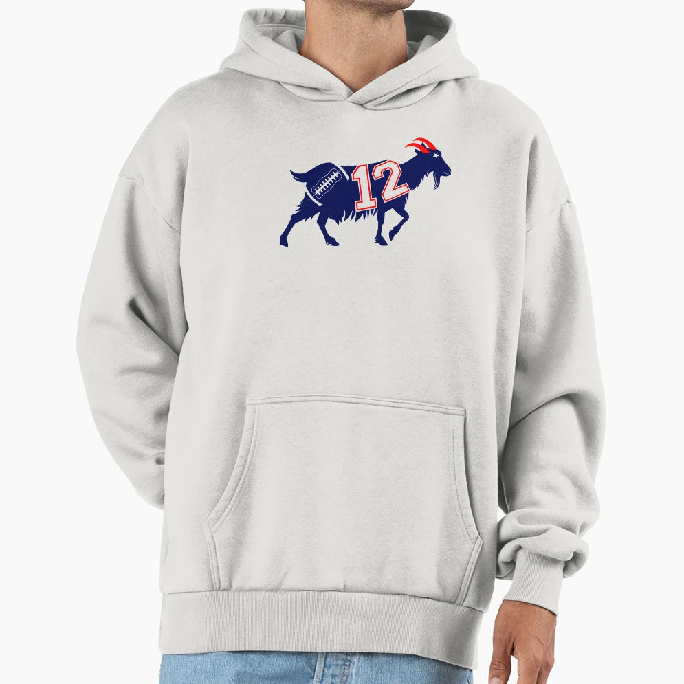 New England Football Goat 12 Hoodie - Custom Art Print Men Women - T-Shirt, Sweatshirt, Hoodie