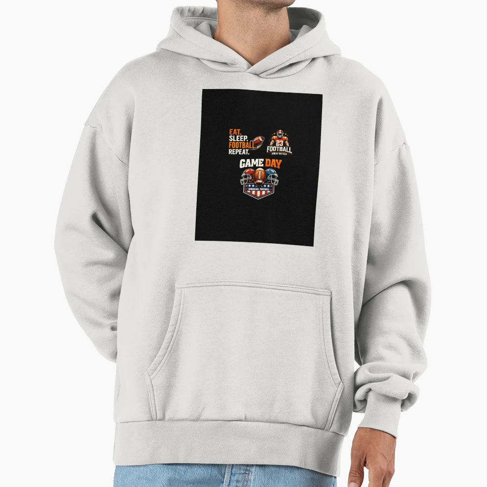 American Football Game Day Eat Sleep T-Shirt - Graphic Print for Adults - T-Shirt, Sweatshirt, Hoodie