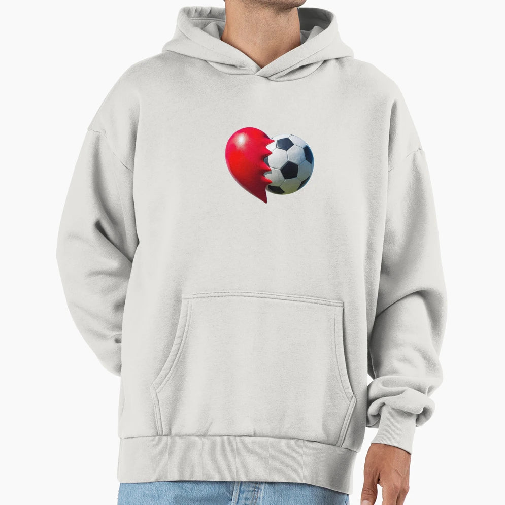 Soccer Heart Hoodie - Trendy Graphic for Adults - T-Shirt, Sweatshirt, Hoodie