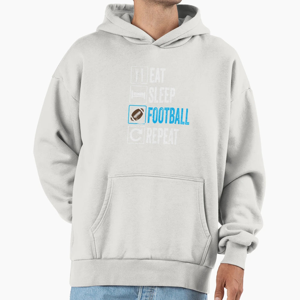 Eat Sleep Football Repeat Game Day Kick Off T-Shirt - Graphic Print Unisex - T-Shirt, Sweatshirt, Hoodie