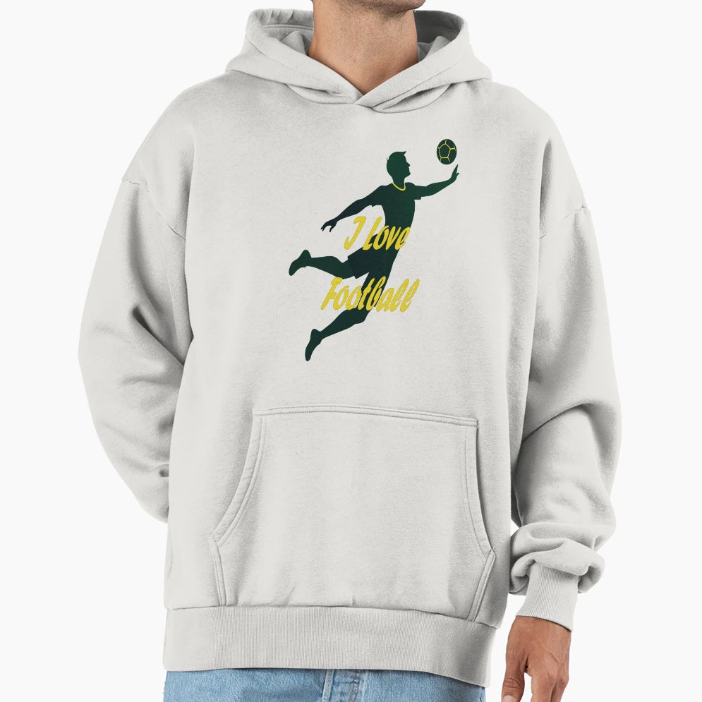 I Love Football Dynamic Player Hoodie - Trendy Graphic for Adults - T-Shirt, Sweatshirt, Hoodie