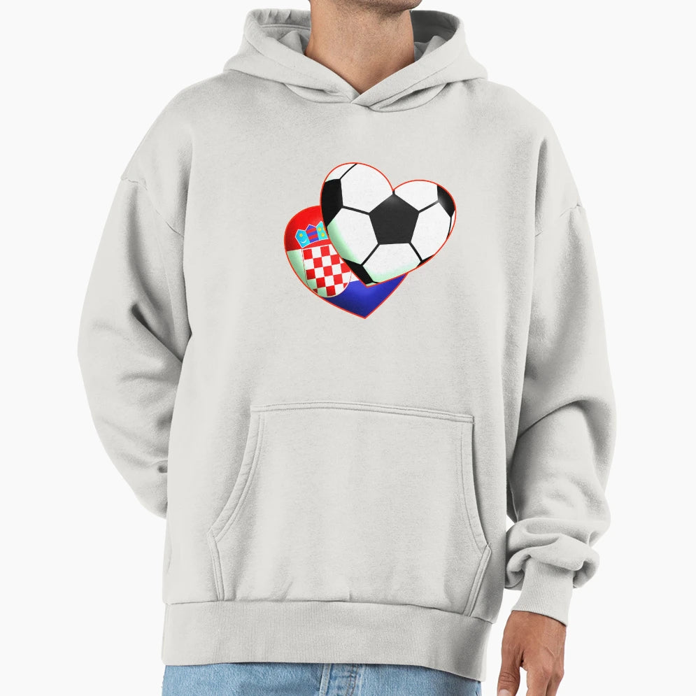 Soccer Heart Croatia Hoodie - Novelty Apparel Men Women - T-Shirt, Sweatshirt, Hoodie