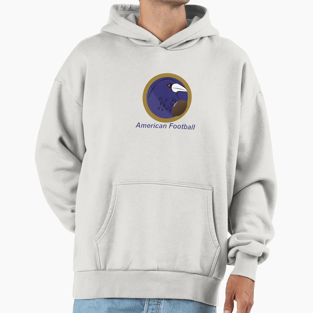 Raven American Football Ball Hoodie - Fun Novelty Design for Adults - T-Shirt, Sweatshirt, Hoodie