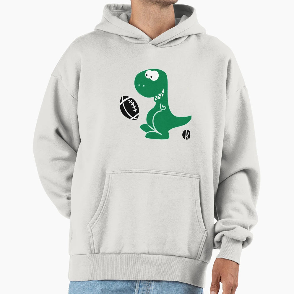 American Football Dinosaur Hoodie - Fun Novelty Design for Adults - T-Shirt, Sweatshirt, Hoodie