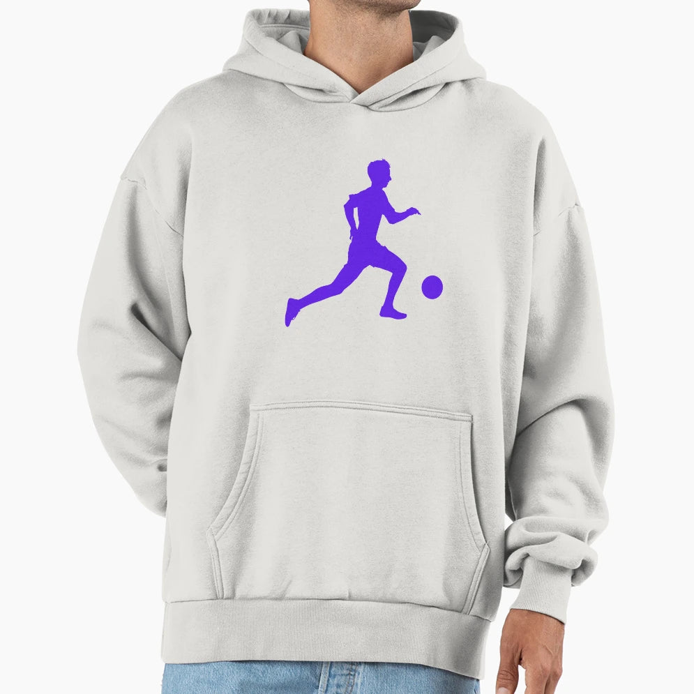 Football Blue Running Player Ball Hoodie - Streetwear Style for Adults - T-Shirt, Sweatshirt, Hoodie